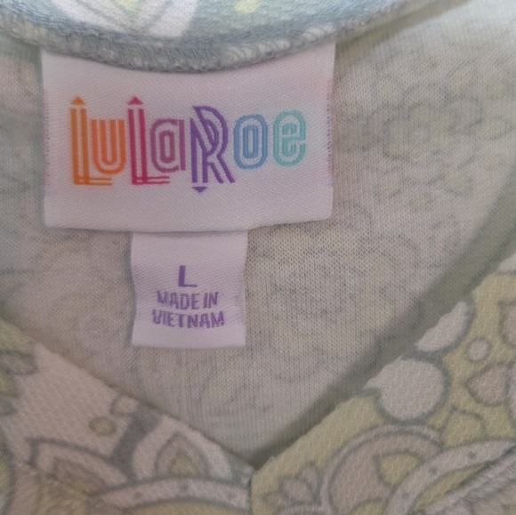 LULAROE NEW Renee Women L V-Neck Mint Paislwy 3/4 Sleeve Oversized - Picture 4 of 7